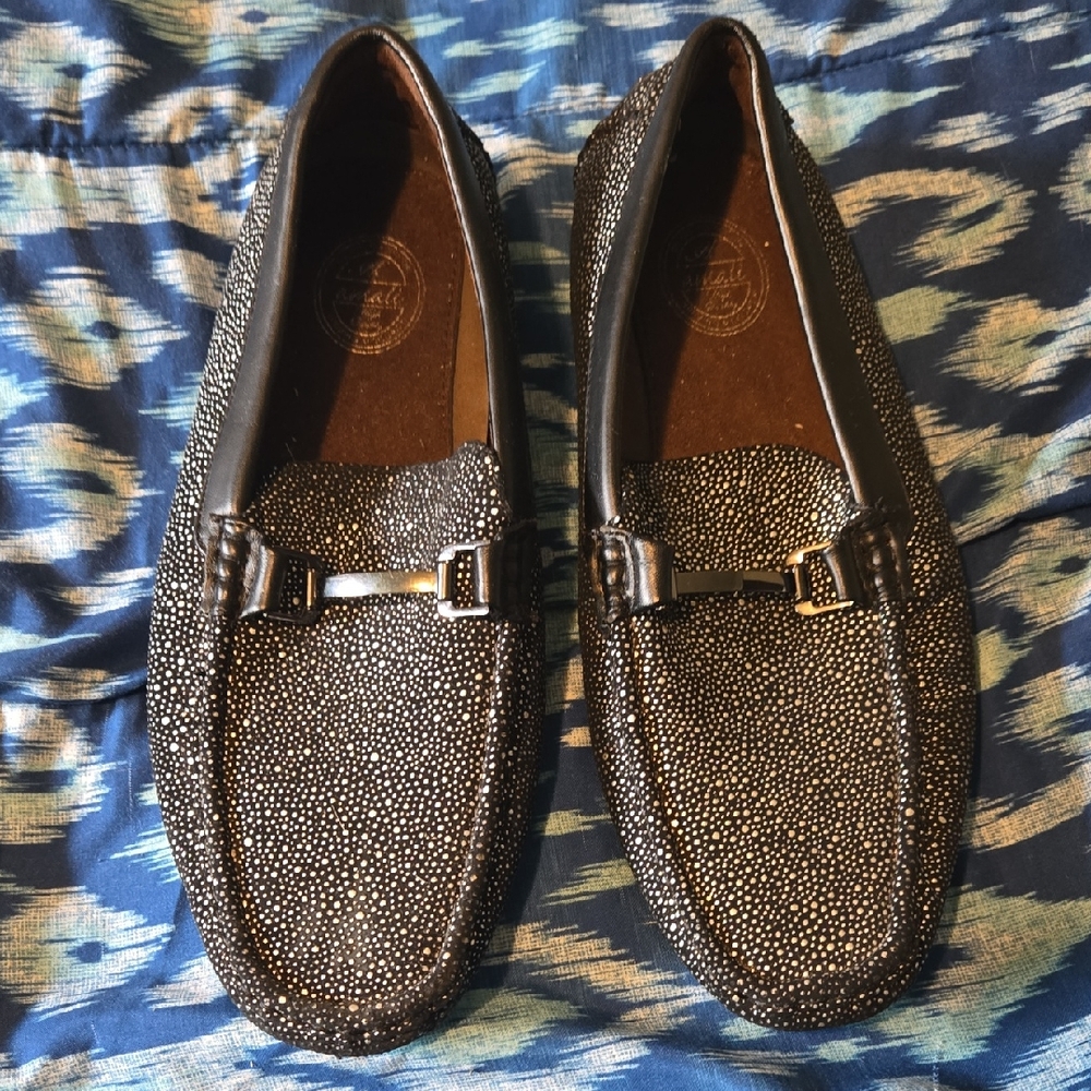Black Slip-On Loafers with Metallic Finish